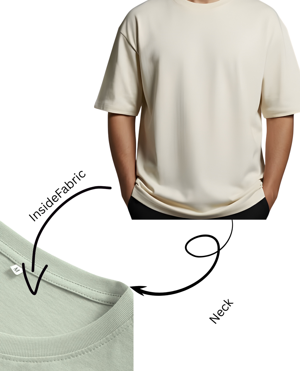 Off White Premium Plain Oversize, Unisex T-shirt