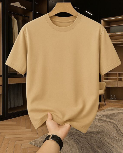 Beige Premium Plain Oversize,Unisex T-shirt