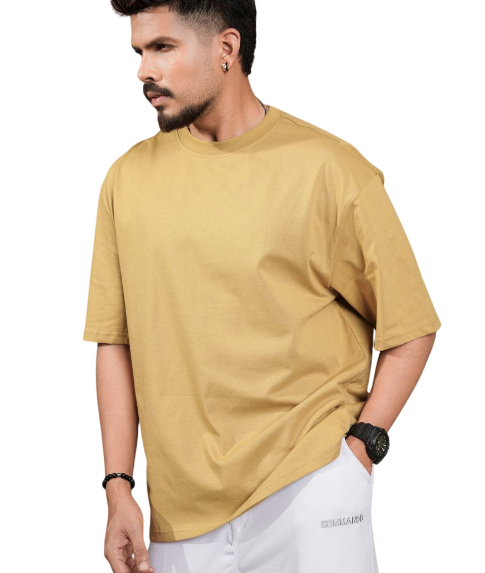 Beige Premium Plain Oversize,Unisex T-shirt